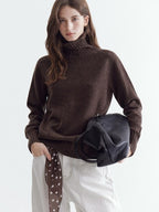 fano Cozy 100% Wool Turtleneck Casual Regular Fit Young Women Pullover Sweaters