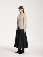 someone sometimes Acrylic Blend Speckled Beige Crew Neck Pullover Office Knitwear Sweaters