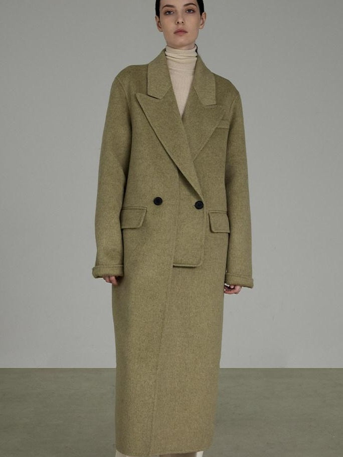 unspoken 70 Wool 30 Polyester Blend Minimalist Straight Double Breasted Blazer Wool Coats