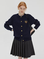 fano Wool Blend Straight Cut Commuter Round Neck Short Solid Knit Cardigans