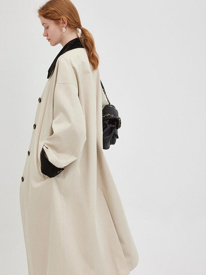 fano Single Breasted Stand Collar Relaxed Fit Women Polyester Lined Trench Coats