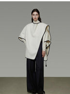 unspoken Premium Sheep Wool Blend 3D Tailored Loose Fit Commuter Women White Wool Coats