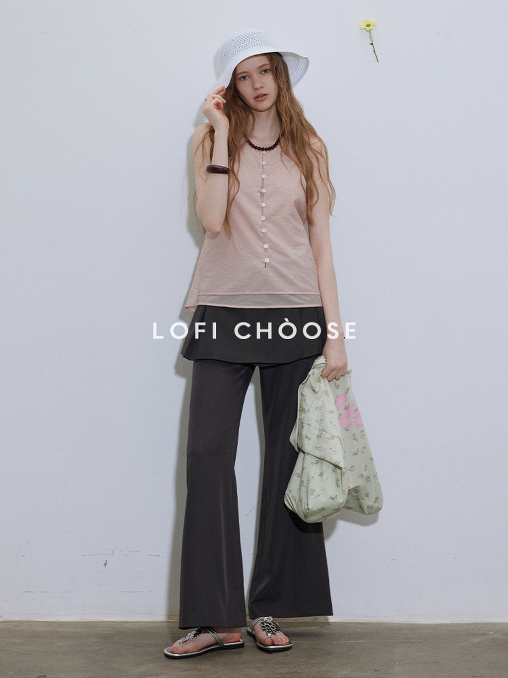 Lofi choose Button Front Loose Workwear Sleeveless Charcoal Off Shoulder Crop Tops