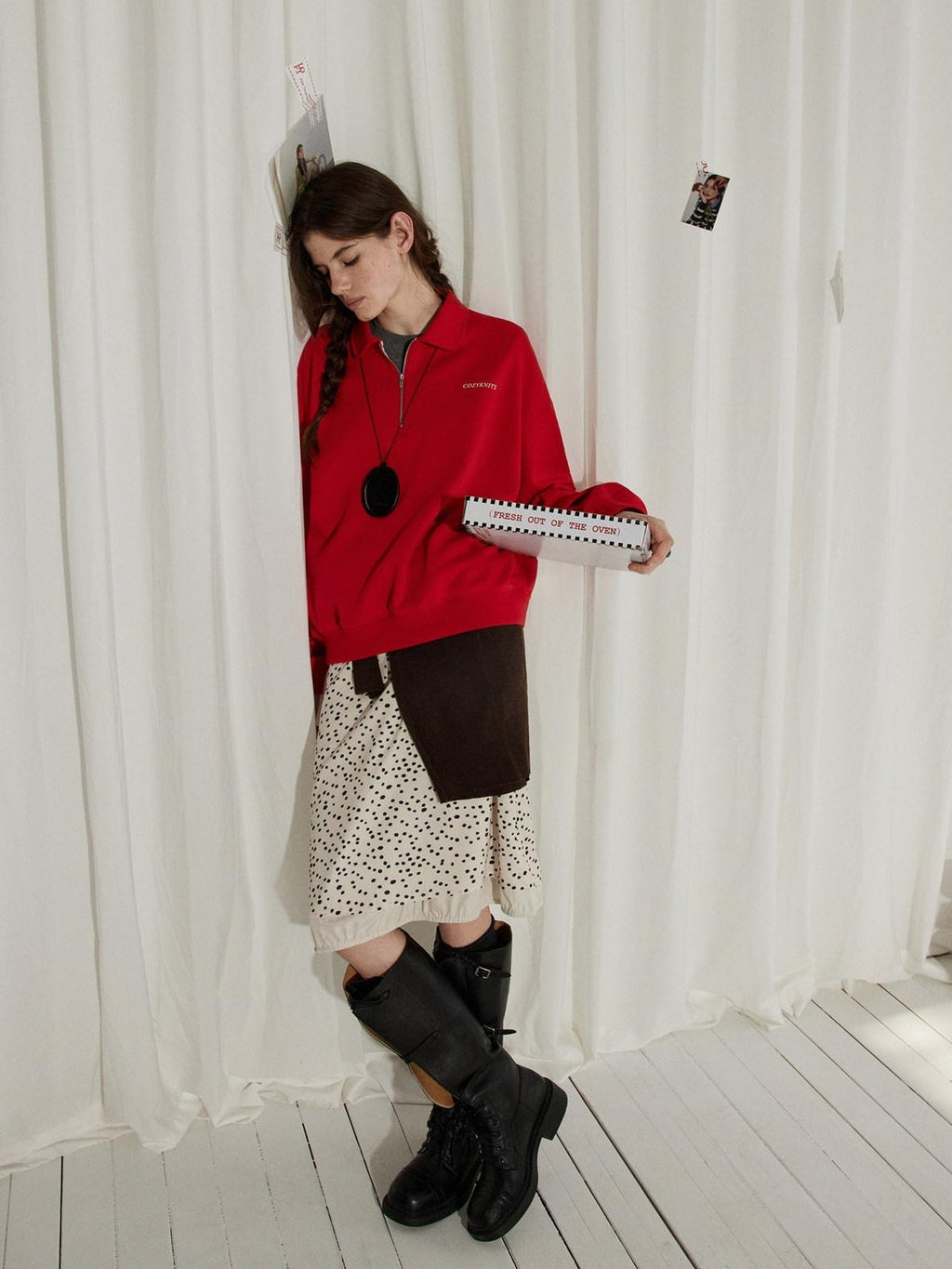 Lofi choose High Waist Casual Patchwork A Line Printed Polyester Office Midi Skirts