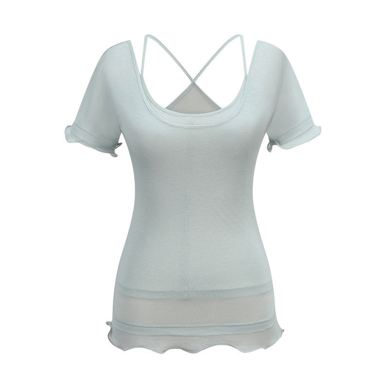 someonesometimes Soft Tencel Lyocell Blend U Neck Two Piece Casual Short Sleeve T-Shirts