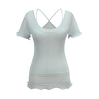 someonesometimes Soft Tencel Lyocell Blend U Neck Two Piece Casual Short Sleeve T-Shirts