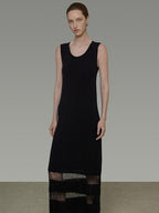 unspoken Elegant Sleeveless Cutout H Line Tank Dress City Commute Black Maxi Dresses