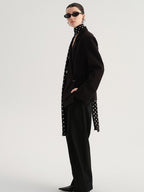 audreyyang Crossover Waist Office Relaxed Fit Women Double Breasted Black Blazers