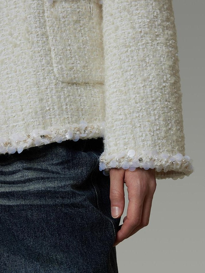 unspoken Wool Blend Minimal Commuter Relaxed Fit 3D Tailored Cropped Jackets