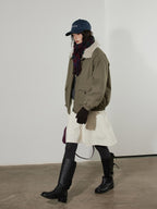 Lofi choose Pure Cotton High Waist Flared Loose Fit Women Office Off White Midi Skirts