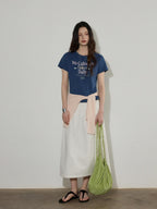 Lofi choose High Waist Bow A Line Cotton Commuter Loose Fit Women Tie Elegant Midi Skirts