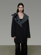 unspoken Warm Thick Minimal Commuter Loose Fit Lapel Women Sheep Wool Blend Wool Coats