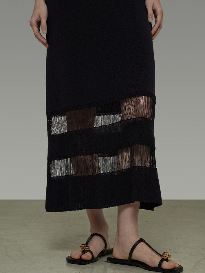 unspoken Elegant Sleeveless Cutout H Line Tank Dress City Commute Black Maxi Dresses