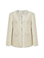 unspoken Soft Wool Blend Minimalist Commuter Round Neck Single Breasted Loose Short Coat
