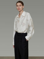 unspoken Breathable Lyocell Loose Fit Button Cardigan Women Work White Long Sleeve Shirts