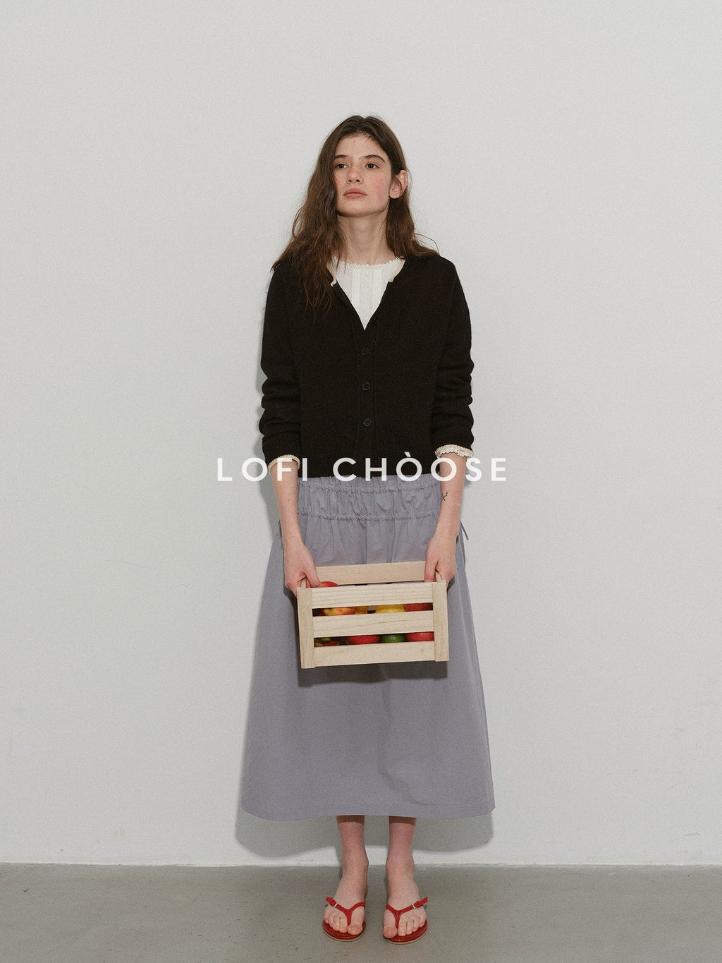 Lofi choose Pure Cotton Lace Trim Office Loose Fit Round Neck Long Sleeve Women Blouses
