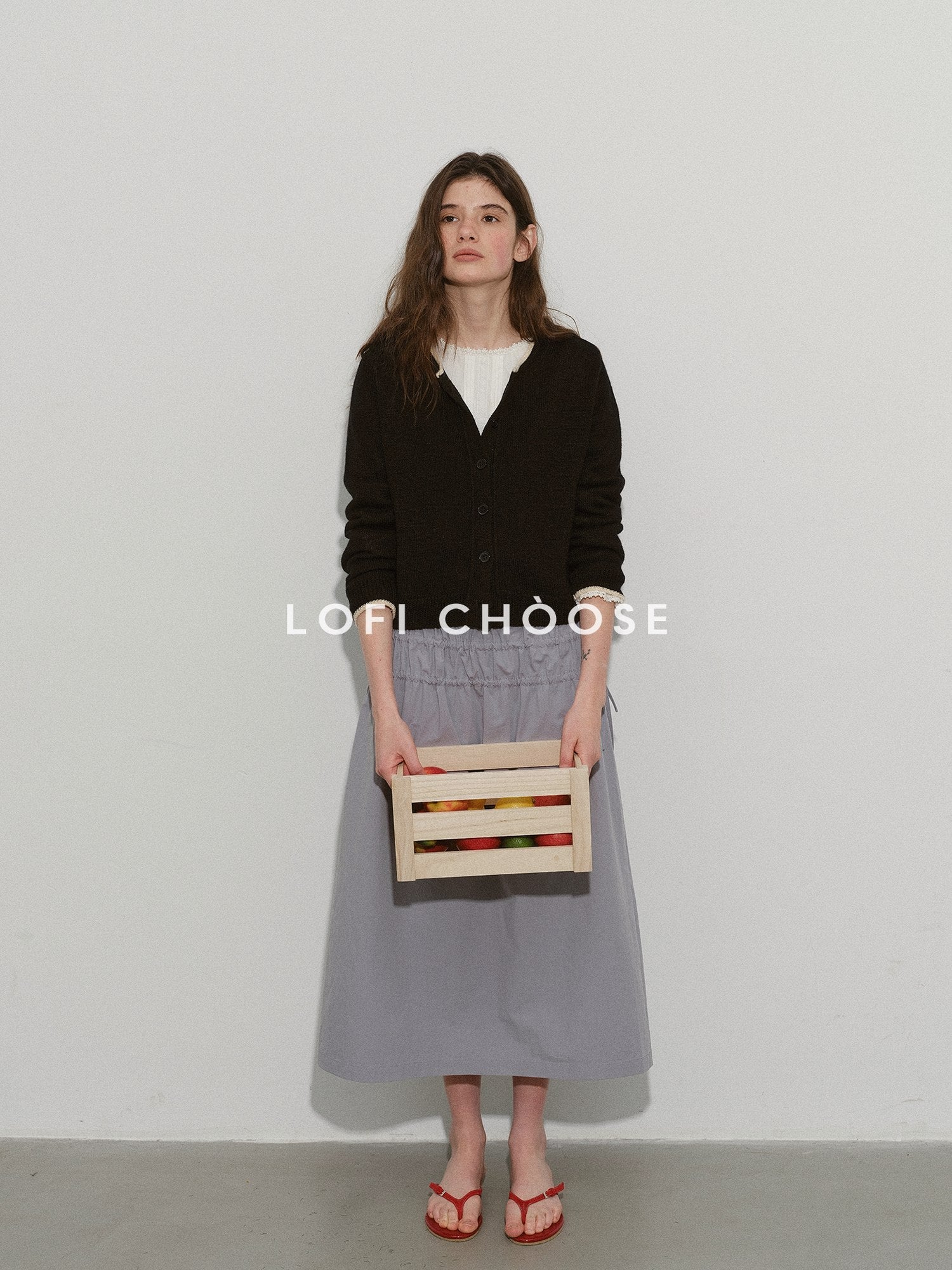 Lofi choose Pure Cotton Lace Trim Office Loose Fit Round Neck Long Sleeve Women Blouses
