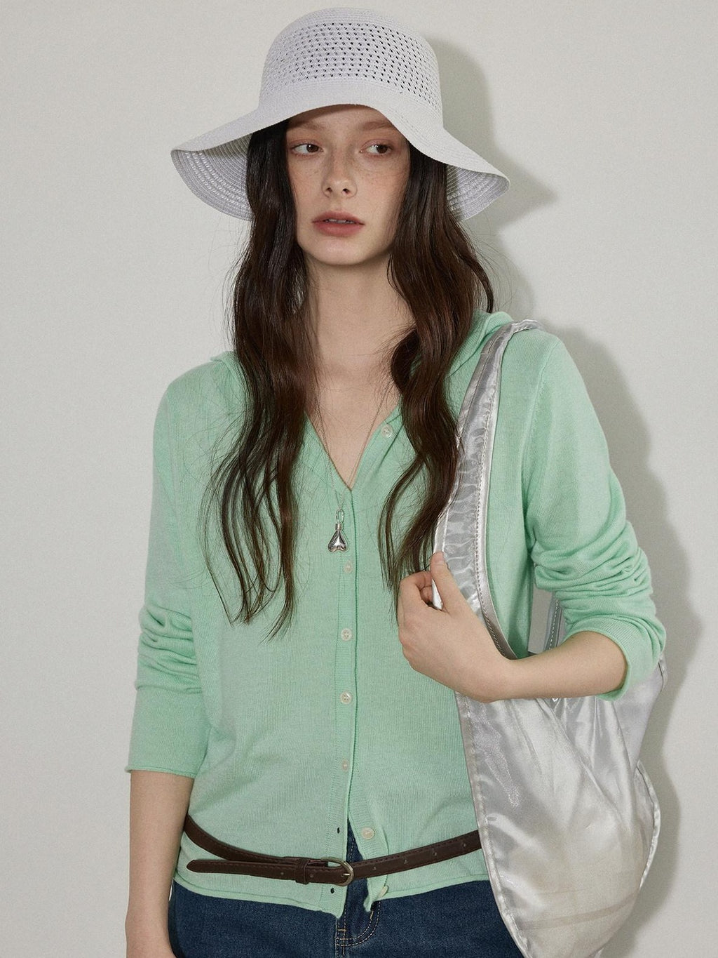 Lofi choose Soft Acrylic Blend Hooded Button Loose Fit Commuter Women Knit Cardigans
