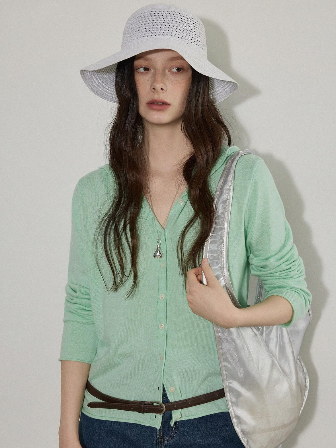 Lofi choose Soft Acrylic Blend Hooded Button Loose Fit Commuter Women Knit Cardigans