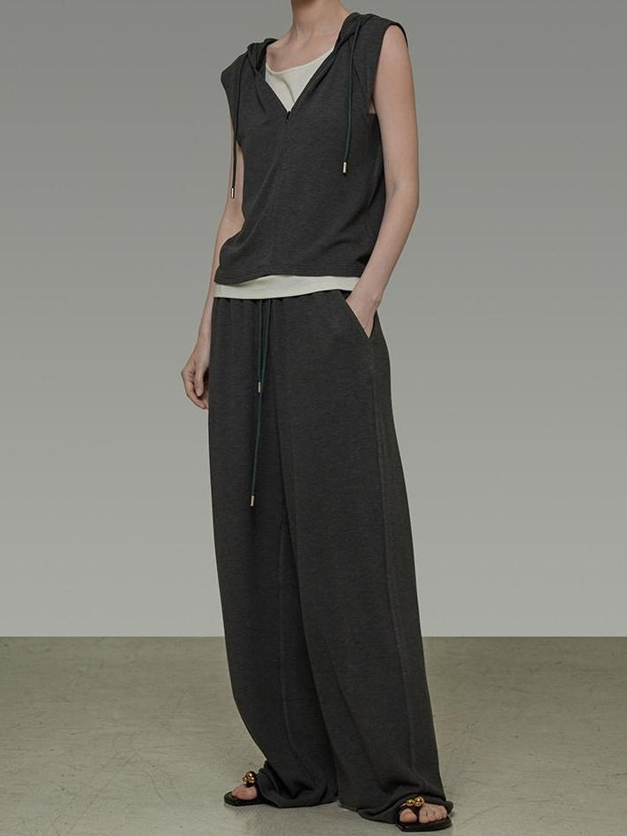 unspoken Soft Viscose Short Sleeve Hooded Casual Long Pants Top & Pants Sets