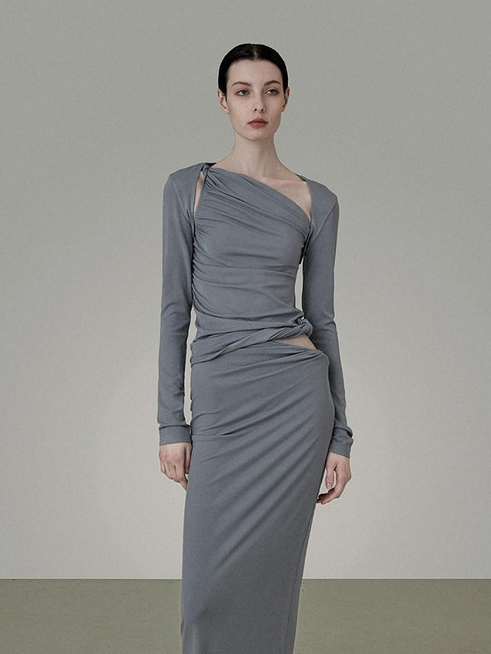 unspoken Slim Viscose Long Sleeve Minimal Commuter Women Workwear Top & Skirt Sets