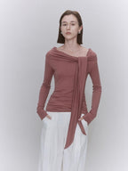 someone sometimes Soft Lyocell Wool Blend Office Commuter Women Cherry Pink Long Sleeve T-Shirts