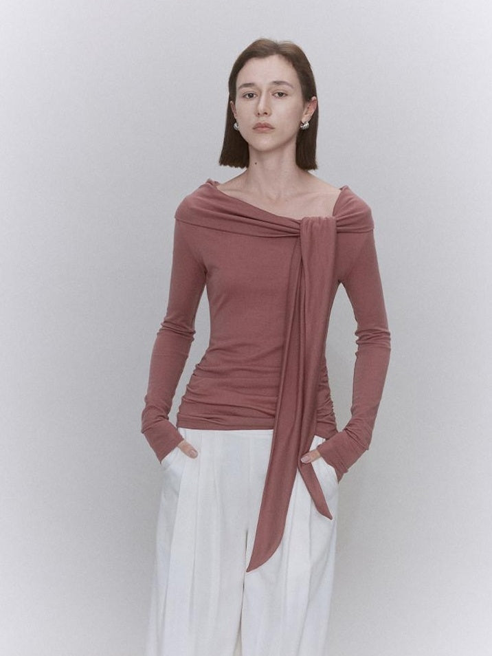 someone sometimes Soft Lyocell Wool Blend Office Commuter Women Cherry Pink Long Sleeve T-Shirts