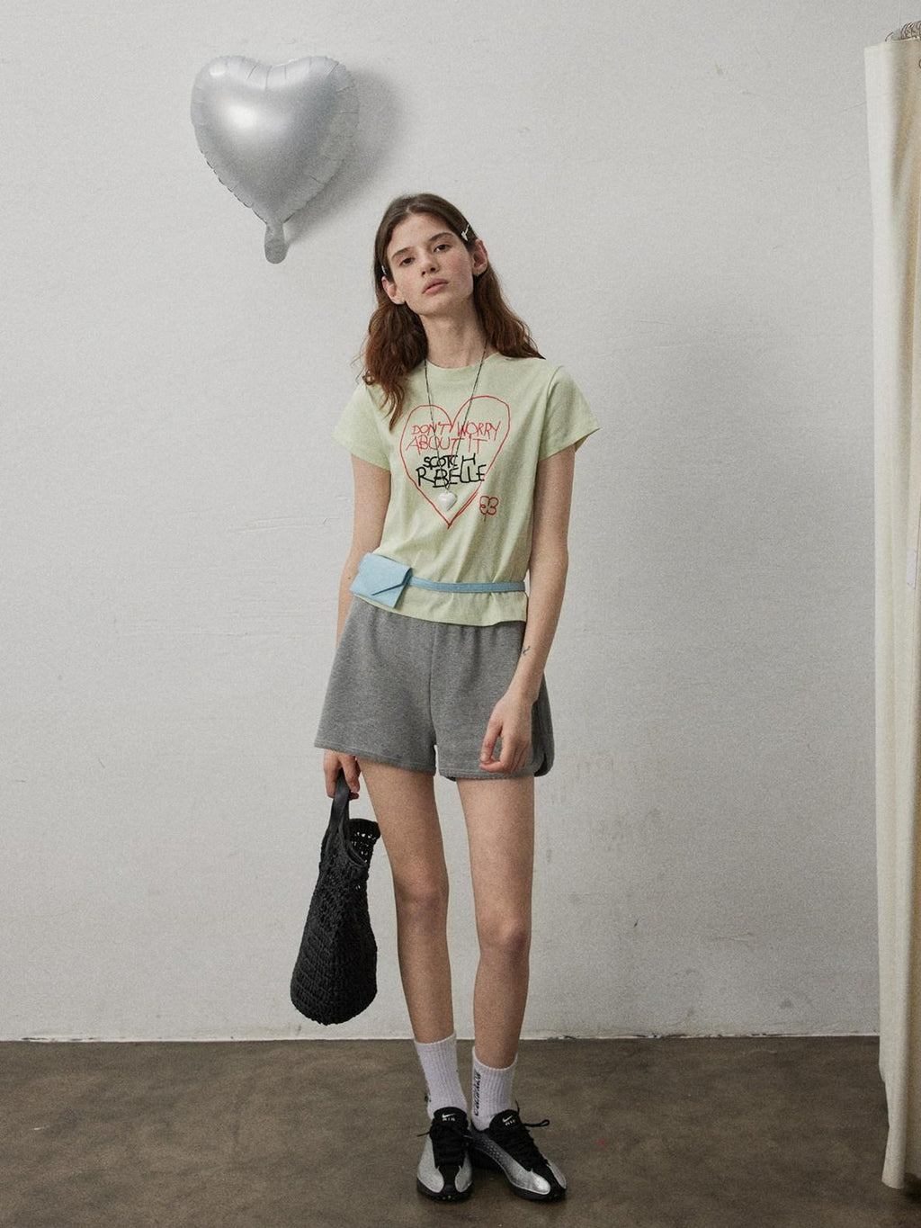 Lofi choose High Waist Loose Straight Leg Women Commuter Grey Casual Mini Shorts