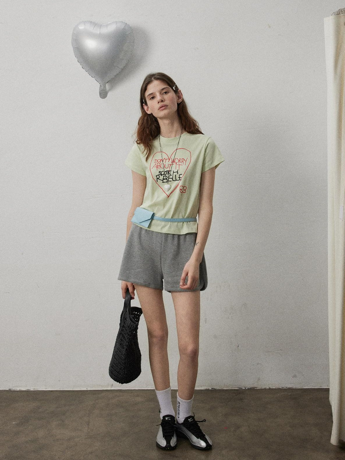 Lofi choose High Waist Loose Straight Leg Women Commuter Grey Casual Mini Shorts