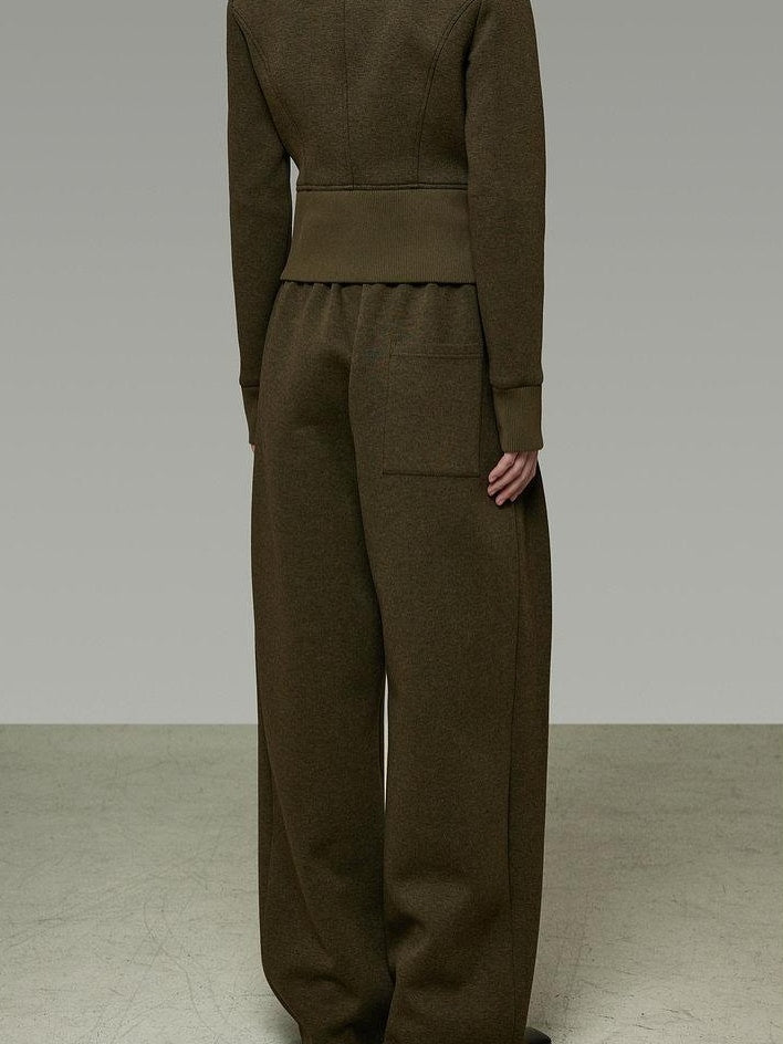 unspoken Breathable Cotton High Waist Minimal Office Heather Green Wide Leg Pants