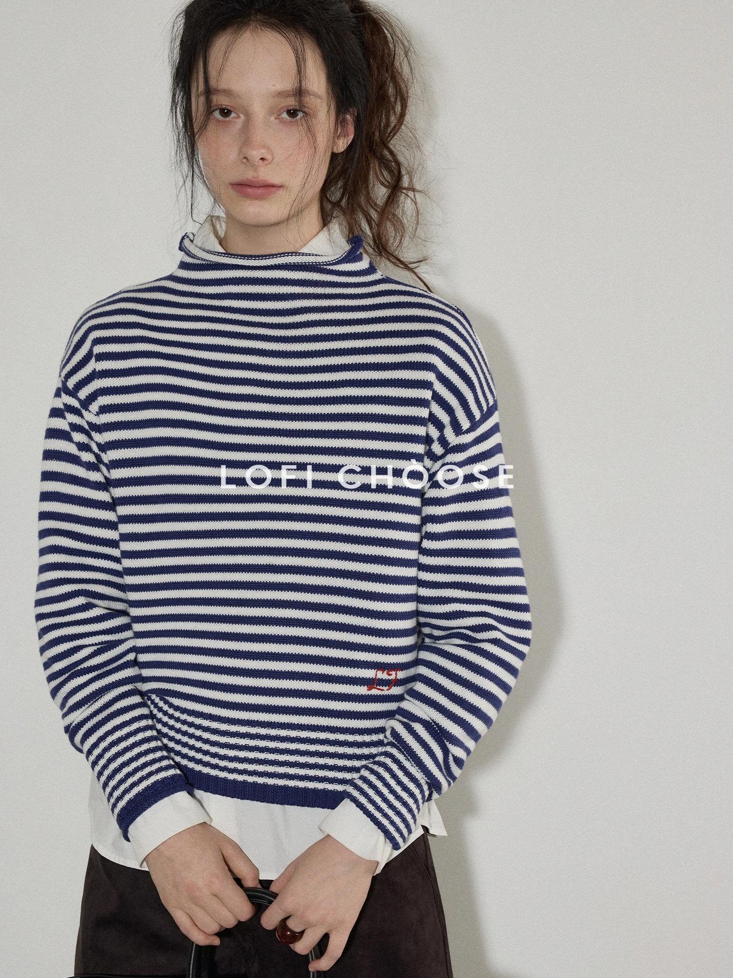 Lofi choose Acrylic Cotton Soft Striped Loose Fit Pullover Commuter Style Women Sweaters