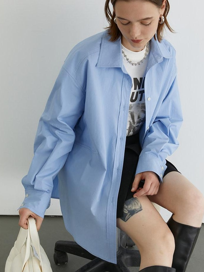 fano Breathable 100 Percent Cotton Button Stand Collar Straight Minimal Women Shirts