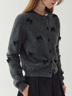 fano Minimal Commuter Cropped Crewneck Long Sleeve Women Polyester Cardigans