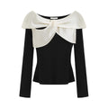 unspoken_Elegant_Slim_Fit_Knitted_Contrast_Bow_Off_Shoulder_Long_Sleeve_Women_Blouses_MISSTT