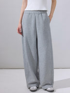 ikyou Durable Cotton Blend Relaxed Straight Leg Natural Waist Pockets Gray Sweatpants