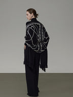unspoken Soft Acrylic Fringed Rectangular Warm Women Black Gray Scarves