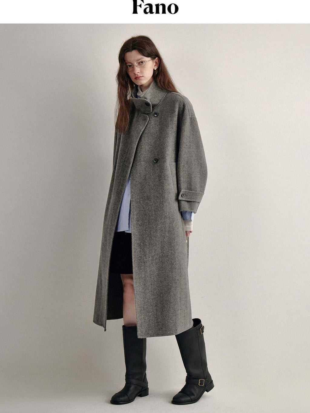 fano 100 Percent Sheep Wool Longline Minimal Commuter Straight Cut Women Wool Coats