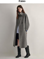 fano 100 Percent Sheep Wool Longline Minimal Commuter Straight Cut Women Wool Coats