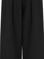 fano Elegant Office Mid Rise Straight Silhouette For Women Black Wide Leg Pants
