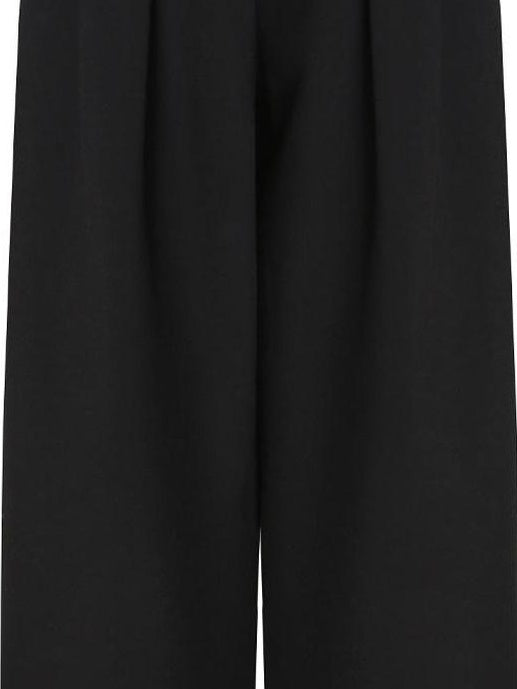 fano Elegant Office Mid Rise Straight Silhouette For Women Black Wide Leg Pants