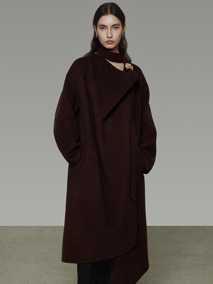unspoken 100 Percent Sheep Wool Mid Length Relaxed Minimalist Workwear Wool Coats