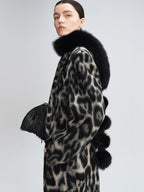 audreyyang Ultra Warm Fox Fur Solid Black Plush Elegant Women Luxury Scarves