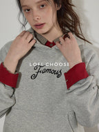 Lofi choose Fleece Lined Oversized Hooded Pullover Commuter Style Women Heather Gray Hoodie