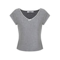 fano_Soft_V-neck_Stretch_Slim_Fit_Korean_Office_Short_Sleeve_Grey_Basic_Crop_Tops_MISSTT