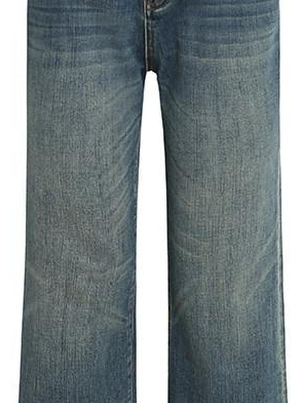 fano Light Blue Casual Relaxed Natural Waist Zip Fly Denim Straight Leg Jeans