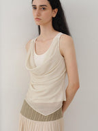 someonesometimes Tencel Wool Blend Slim Fit Commuter Workwear Unlined Beige Women Tank Tops