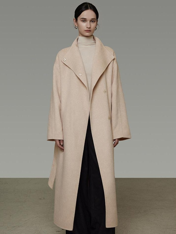 unspoken 100 Percent Wool Longline Thick Structured Relaxed Minimalist Blush Wool Coats