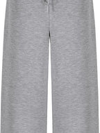 fano Versatile Natural Waist Drawstring Wide Leg Heather Gray Poly Blend Sweatpants