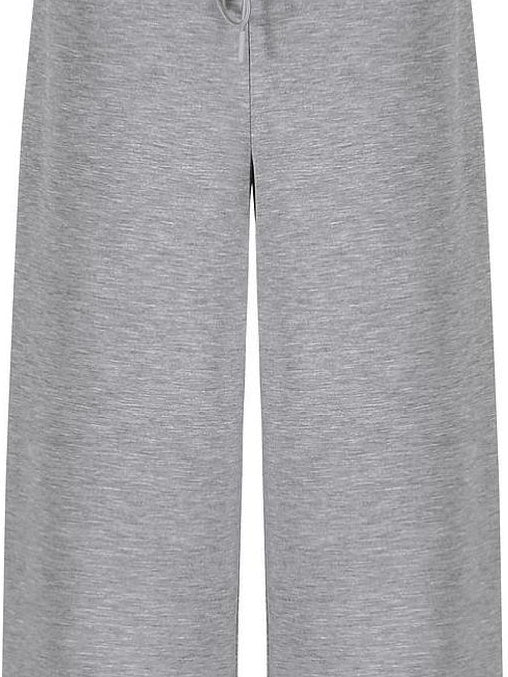 fano Versatile Natural Waist Drawstring Wide Leg Heather Gray Poly Blend Sweatpants