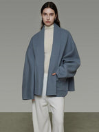 unspoken Pure Sheepswool Structured Tailoring Relaxed Fit Mist Blue Wool Coats